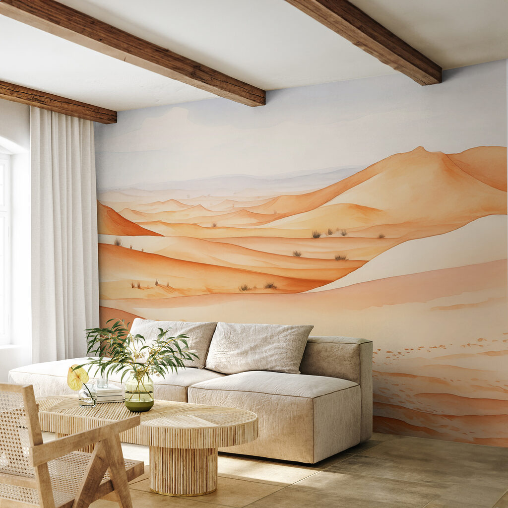 Dünen in warmen Aprikosentönen in einem Interieur