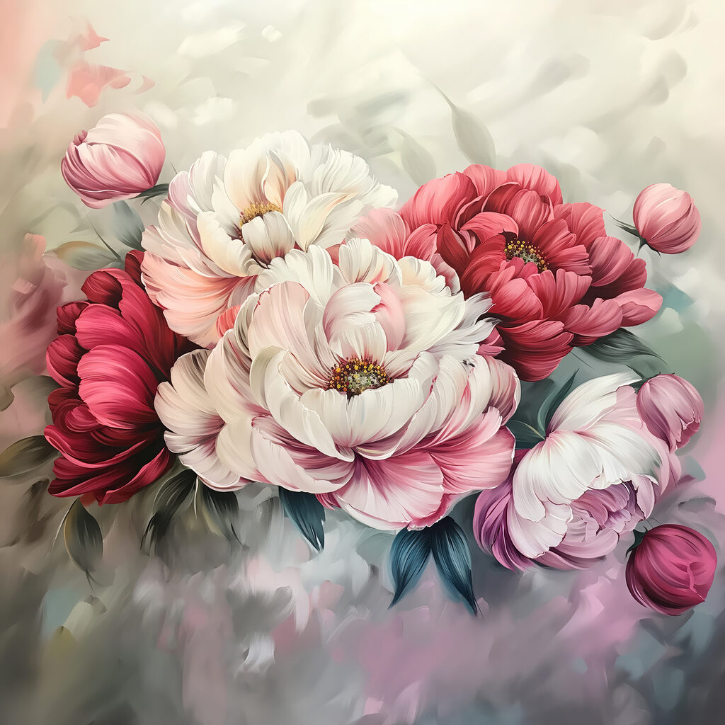 Blumenstrauß in tiefen Tönen — ganzes Design