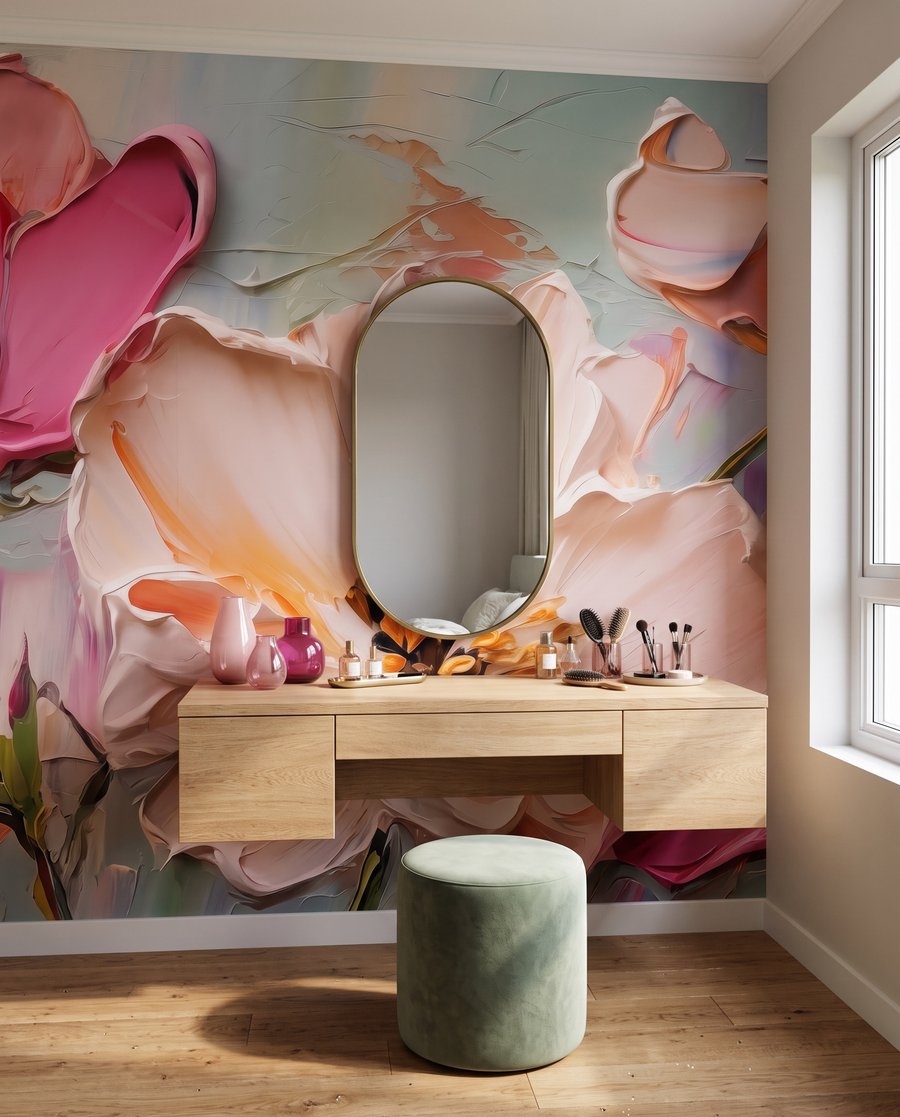 Rosa Blüten in Pinselstrichen — Interieur 3
