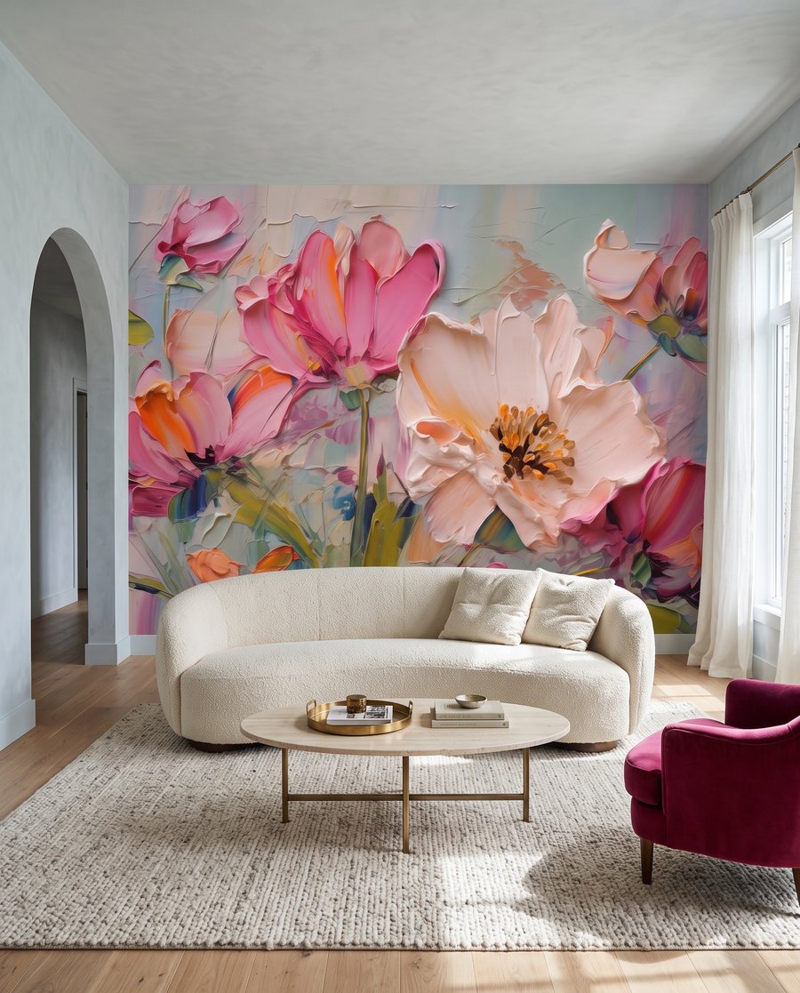 Rosa Blüten in Pinselstrichen — Interieur 4