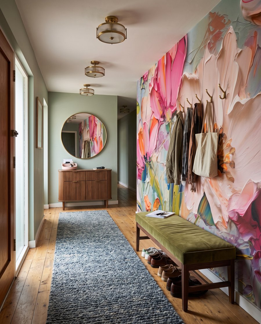 Rosa Blüten in Pinselstrichen — Interieur 5