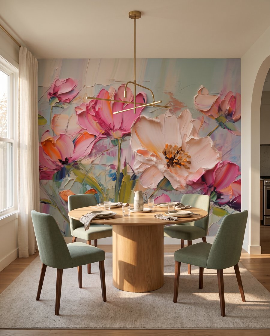 Rosa Blüten in Pinselstrichen — Interieur 7