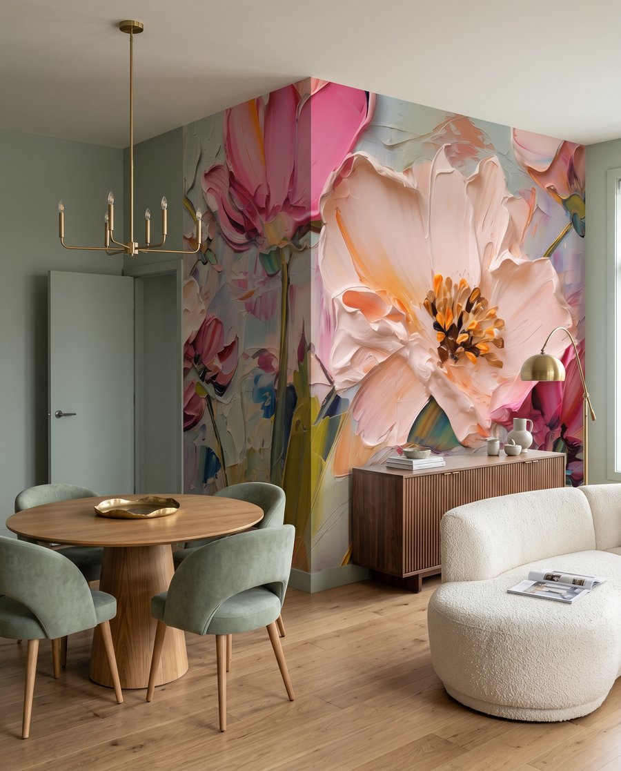 Rosa Blüten in Pinselstrichen — Interieur 8