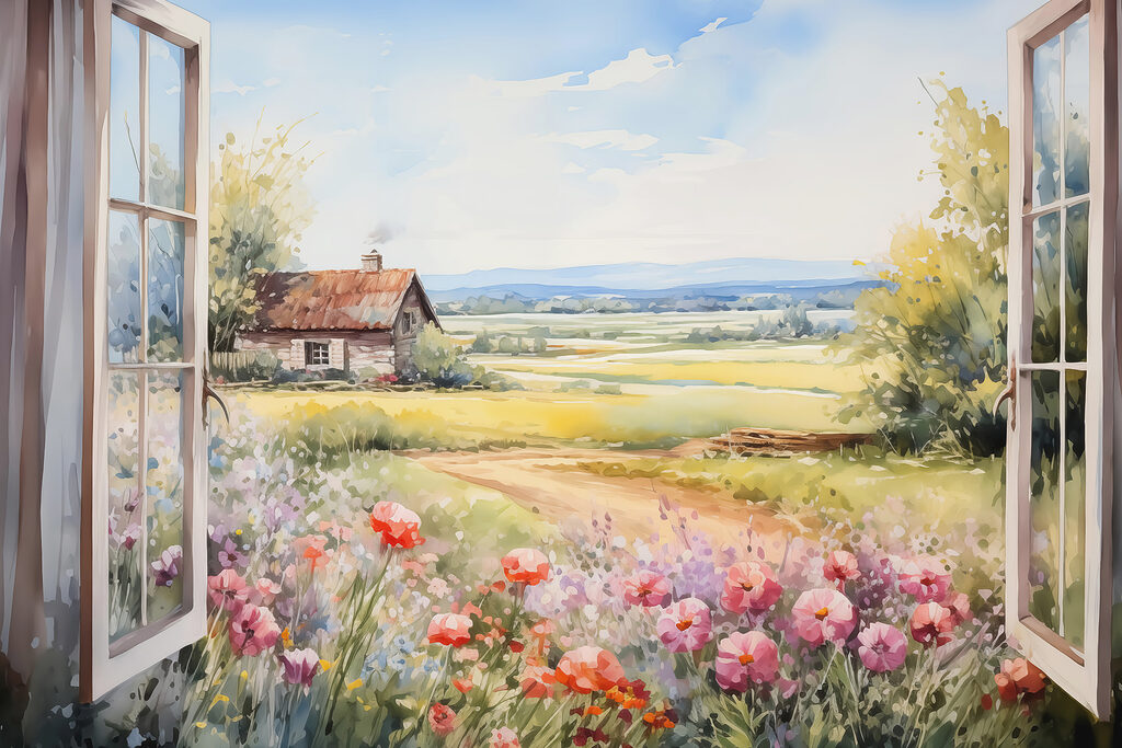 Fenster zum Blumenfeld — ganzes Design