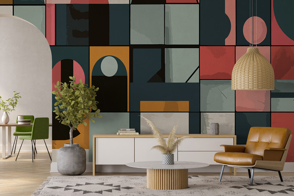 Verspielte Farbflächen in einem Interieur