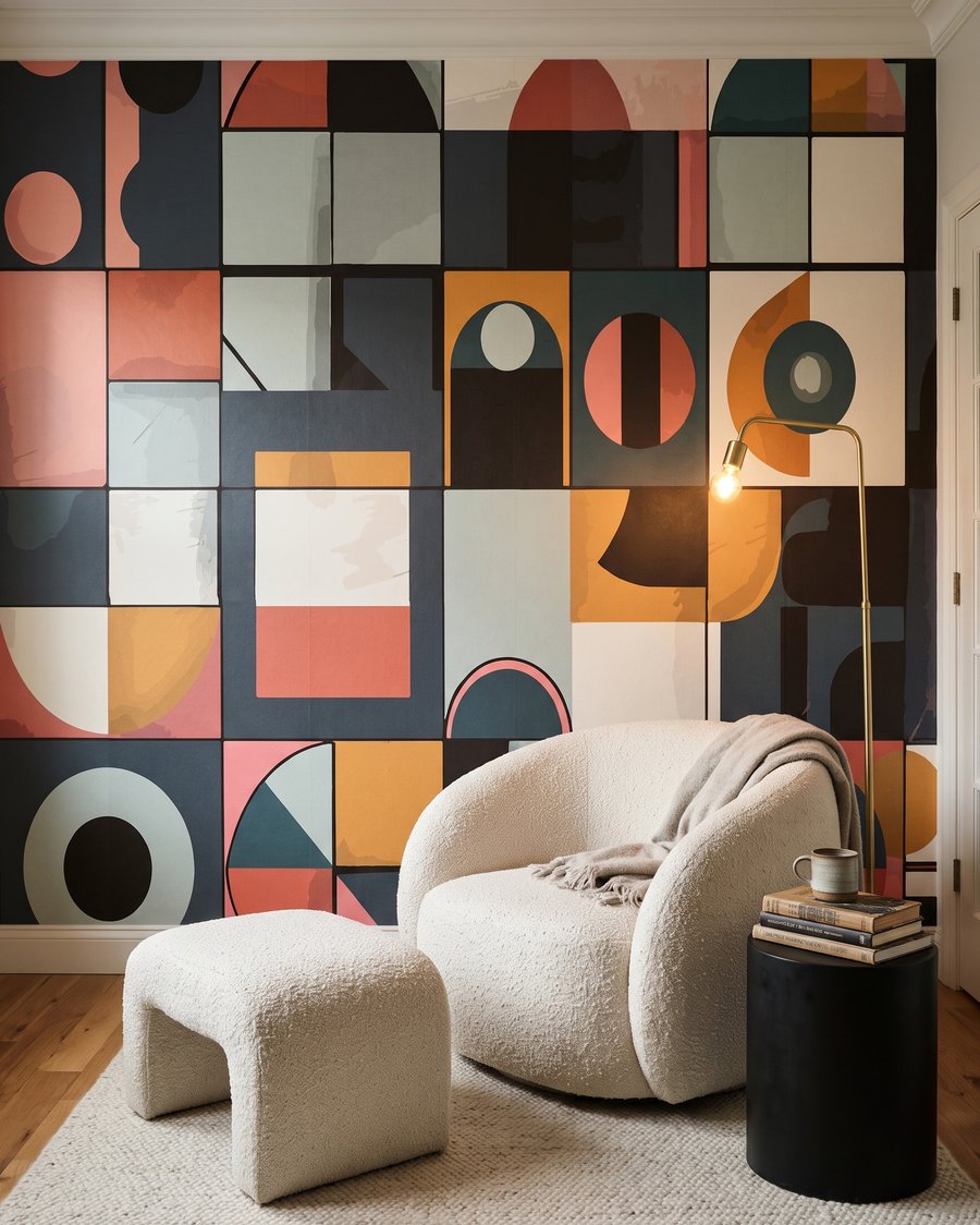 Verspielte Farbflächen in einem Interieur