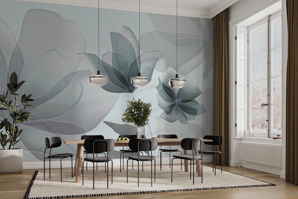 Durchscheinende Blütenblätter in einem Interieur