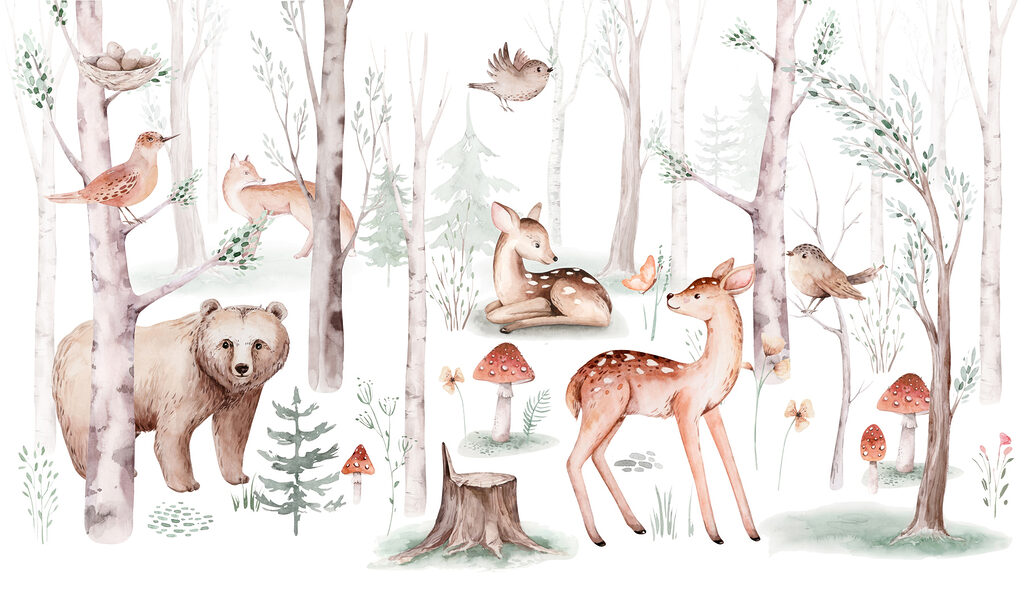 Tiere im Wald — ganzes Design