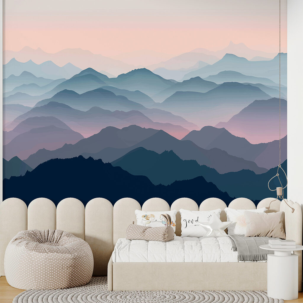 Bergketten in der Ferne in einem Interieur