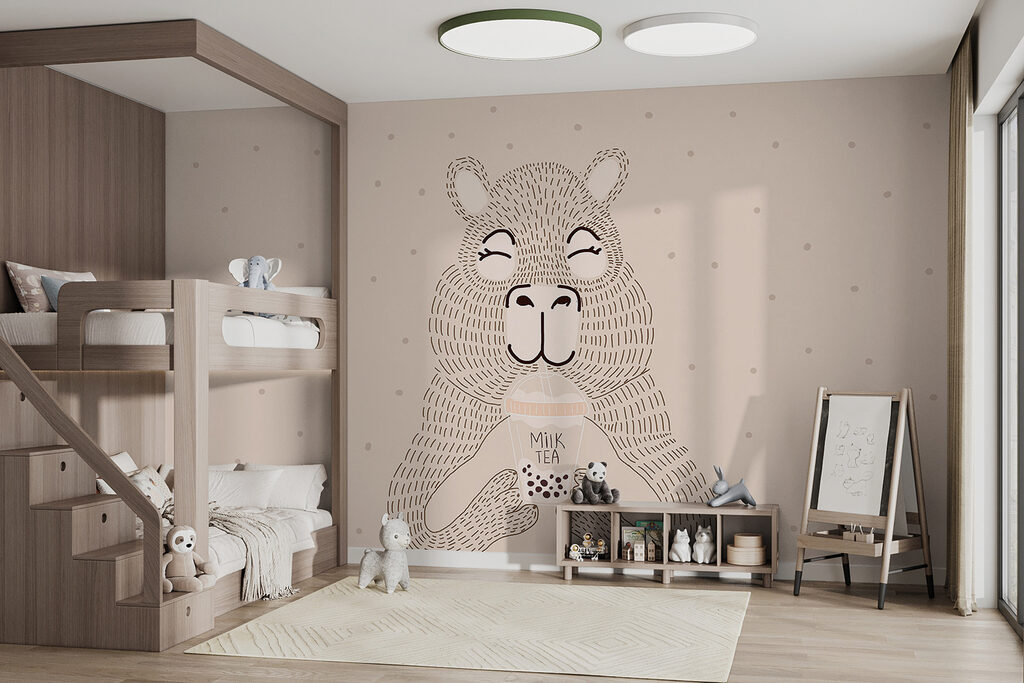 Tierchen mit Getränk in einem Interieur