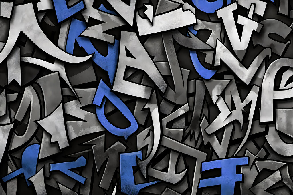 Buchstaben in dunklen Schichten — ganzes Design