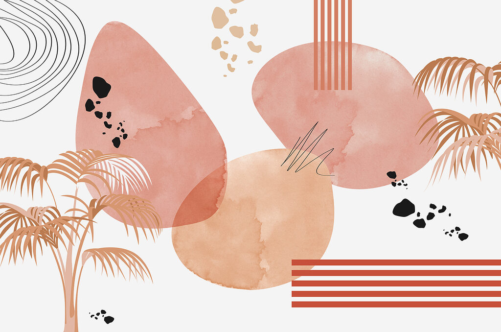 Palmen und freie Farbformen — ganzes Design