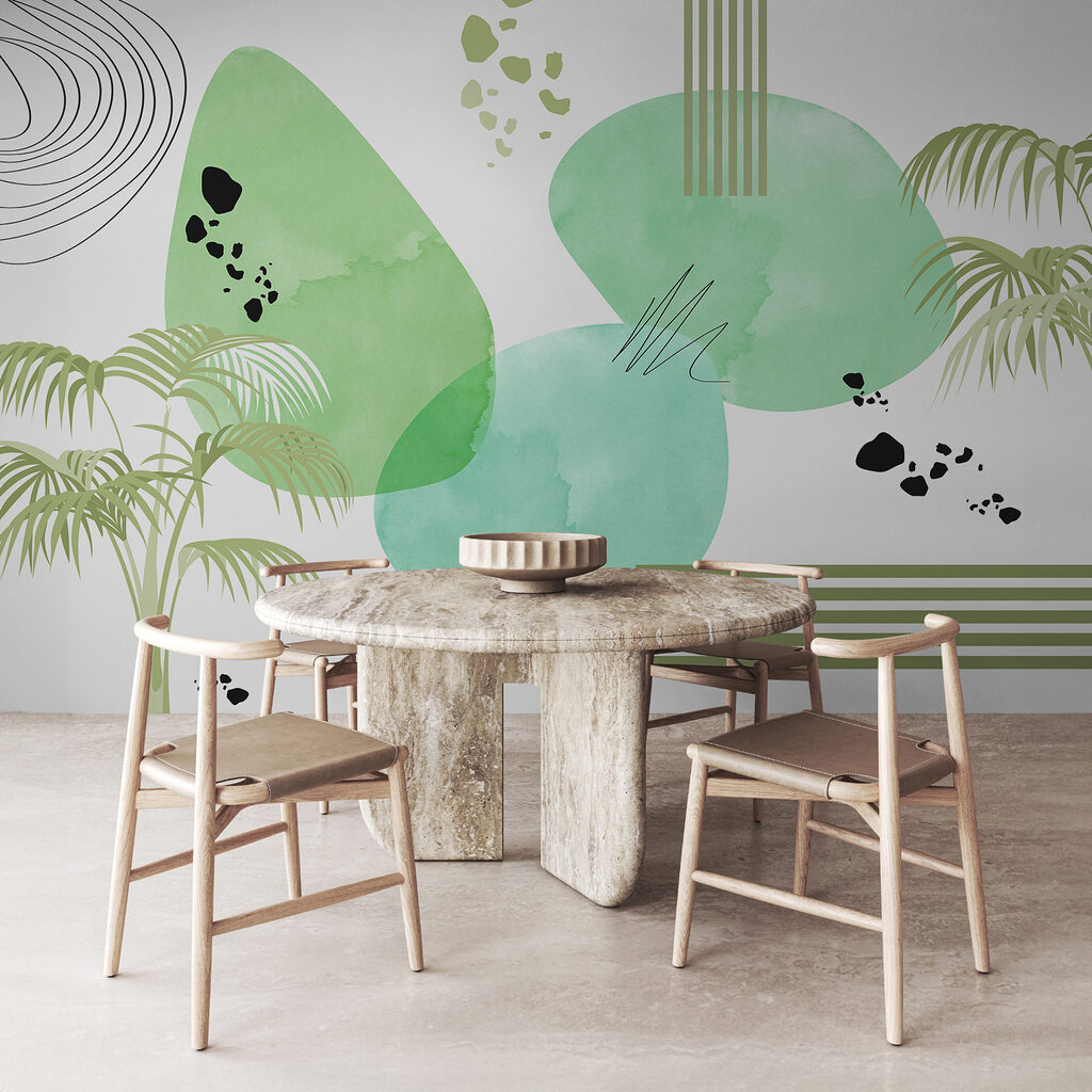 Palmen und freie Farbformen — Interieur 2
