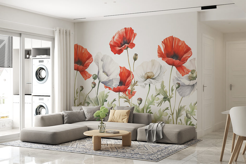 Rote und weiße Mohnblumen — Interieur 2