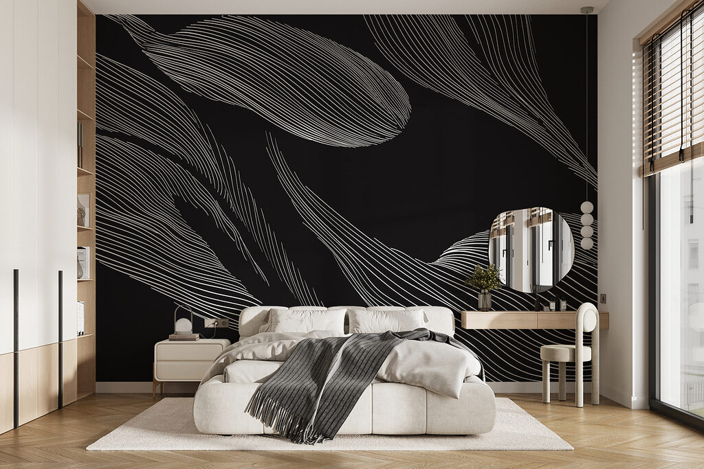 Blätter aus langen Linien in einem Interieur