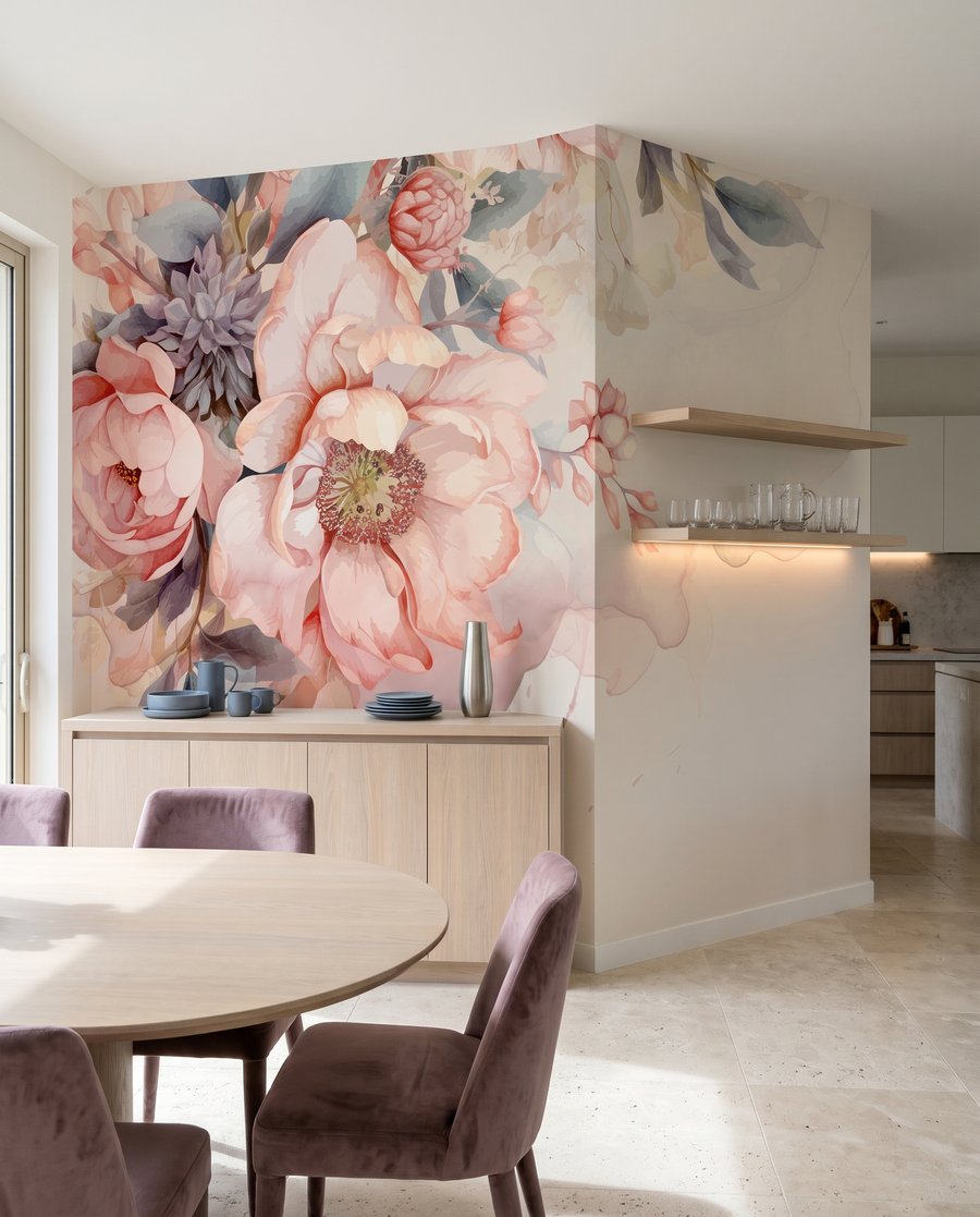 Rosen auf sanftem Beige in einem Interieur