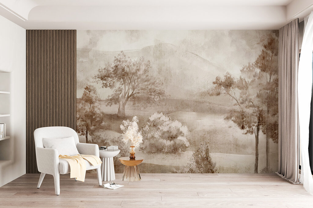 Bäume vor nebligen Hügeln — Interieur 4