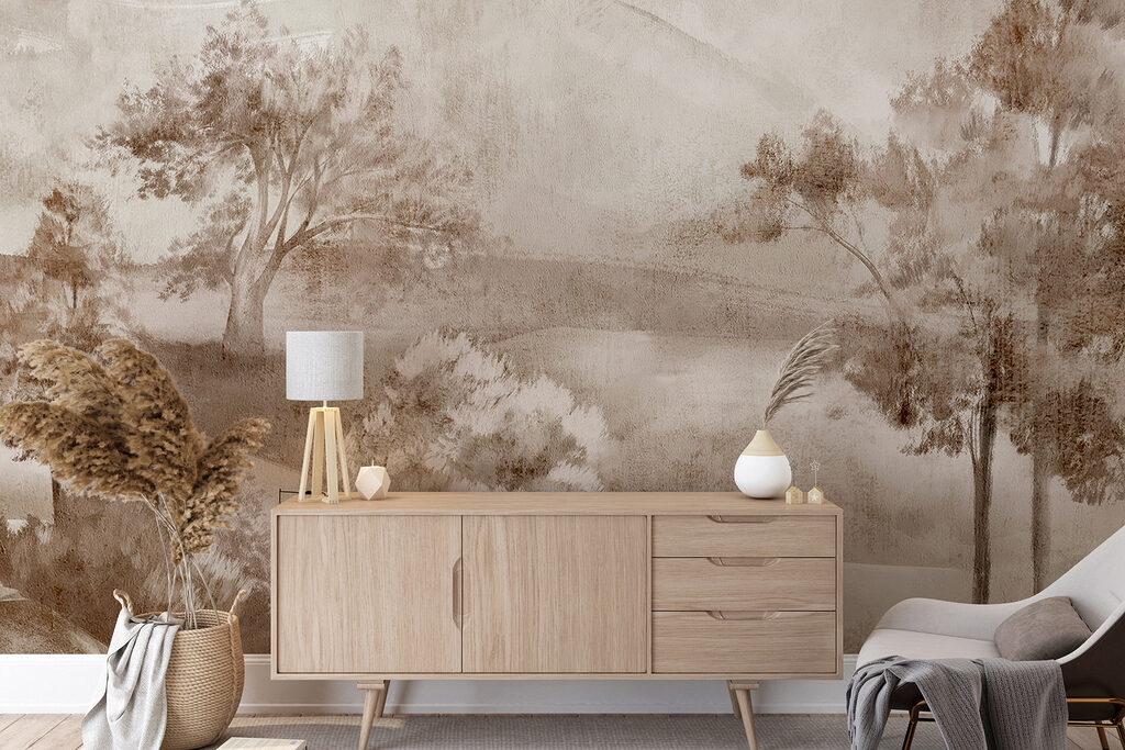 Bäume vor nebligen Hügeln — Interieur 5