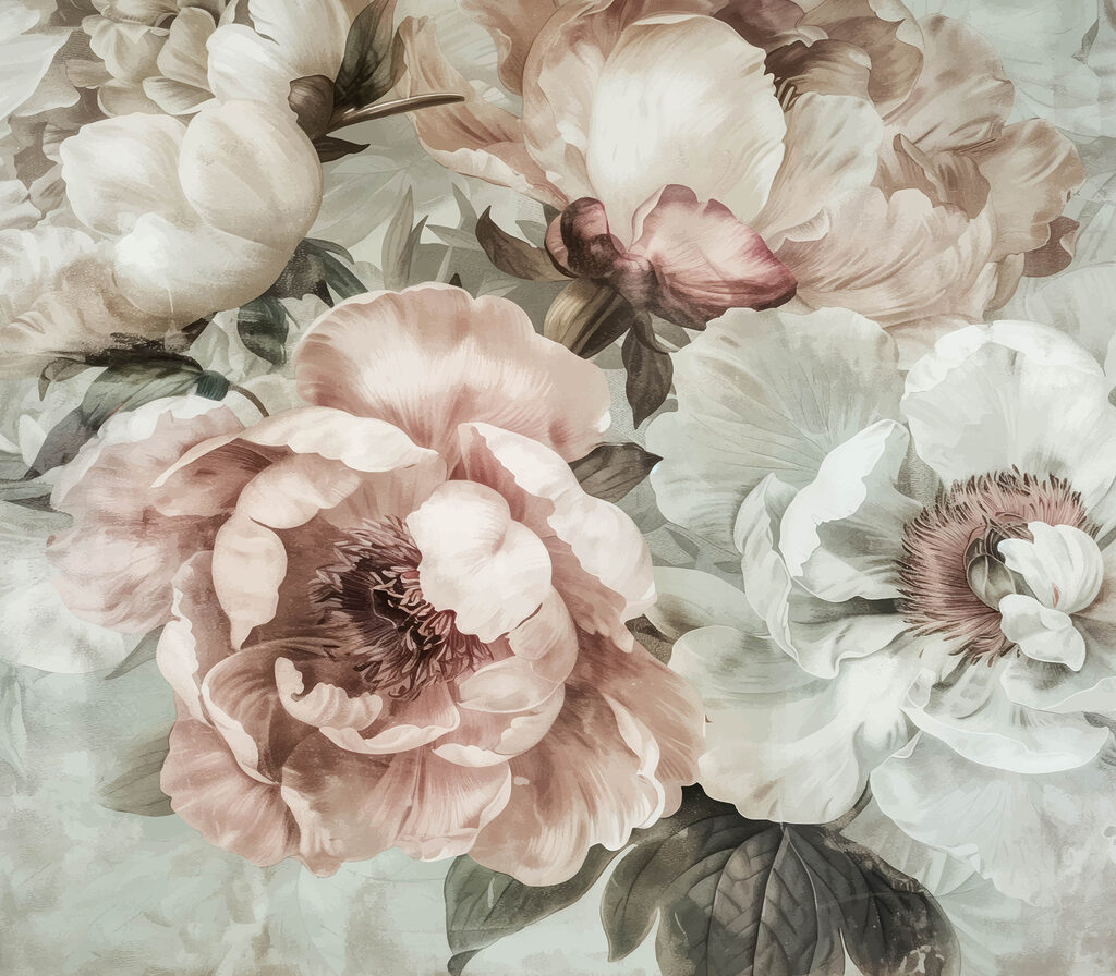 Blüten in Altrosa — ganzes Design