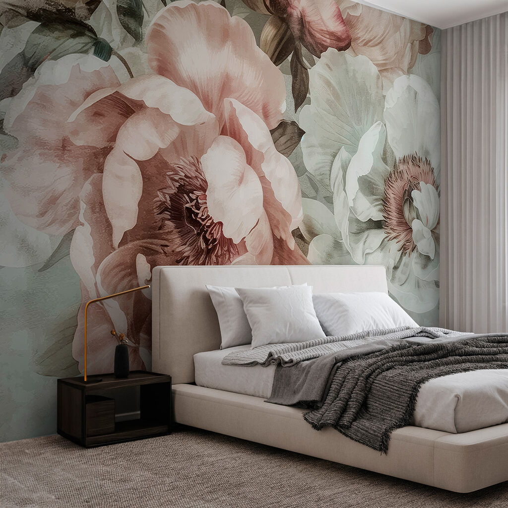 Blüten in Altrosa in einem Interieur