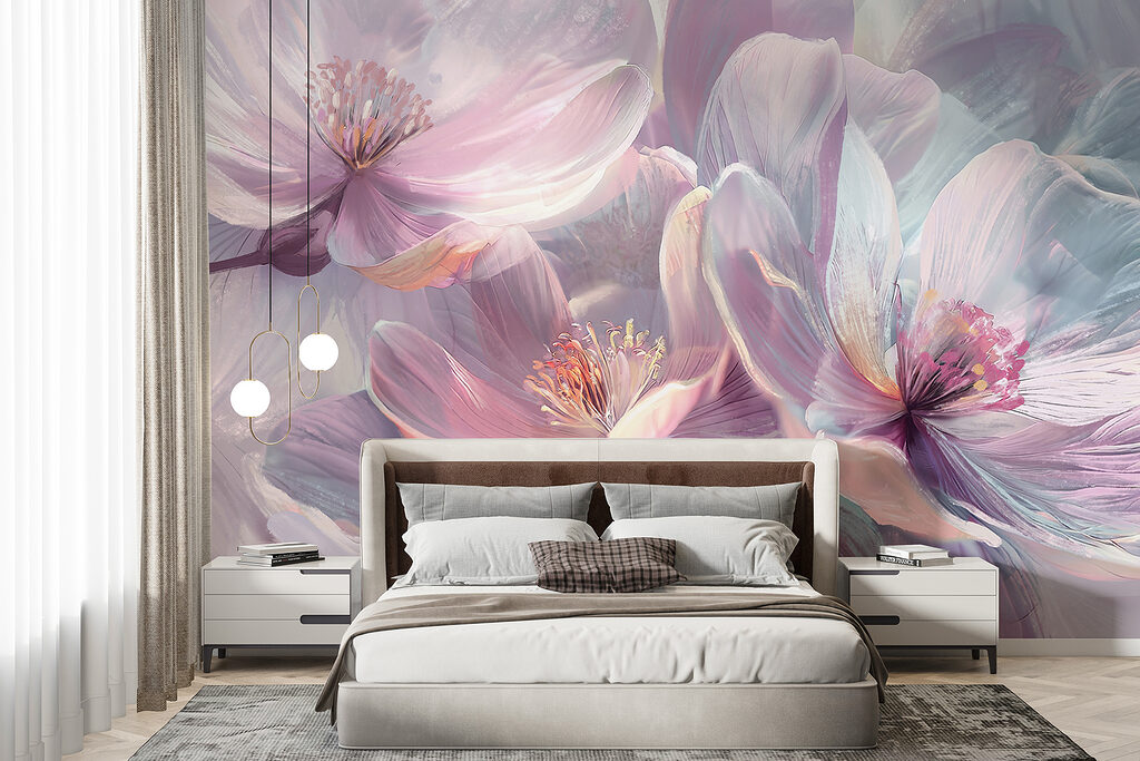 Lila Blüten im Glanz in einem Interieur