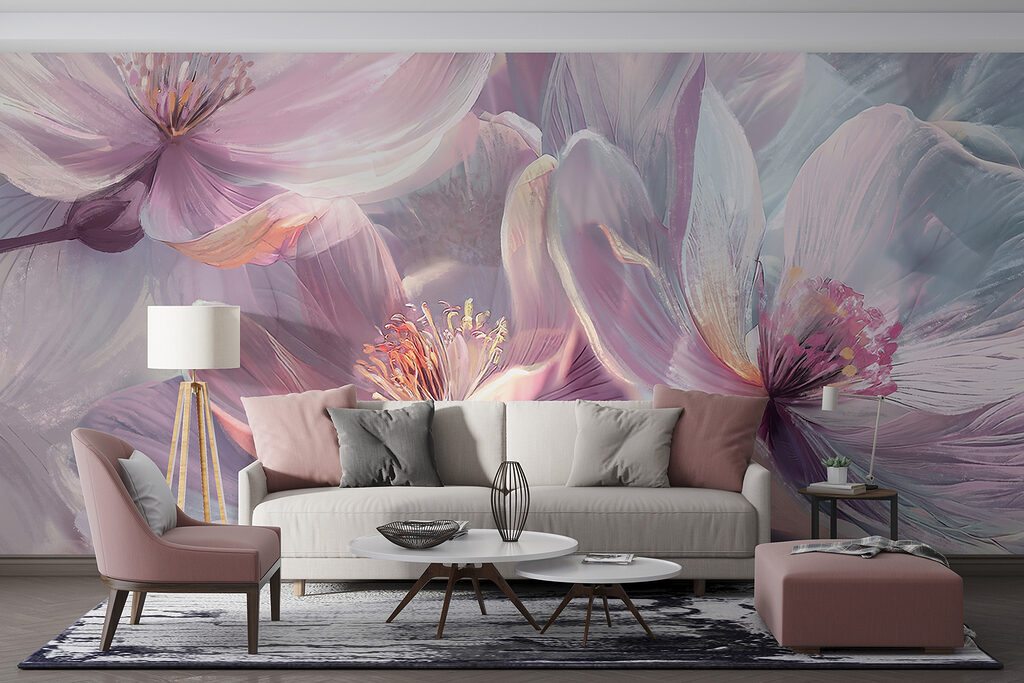Lila Blüten im Glanz in einem Interieur
