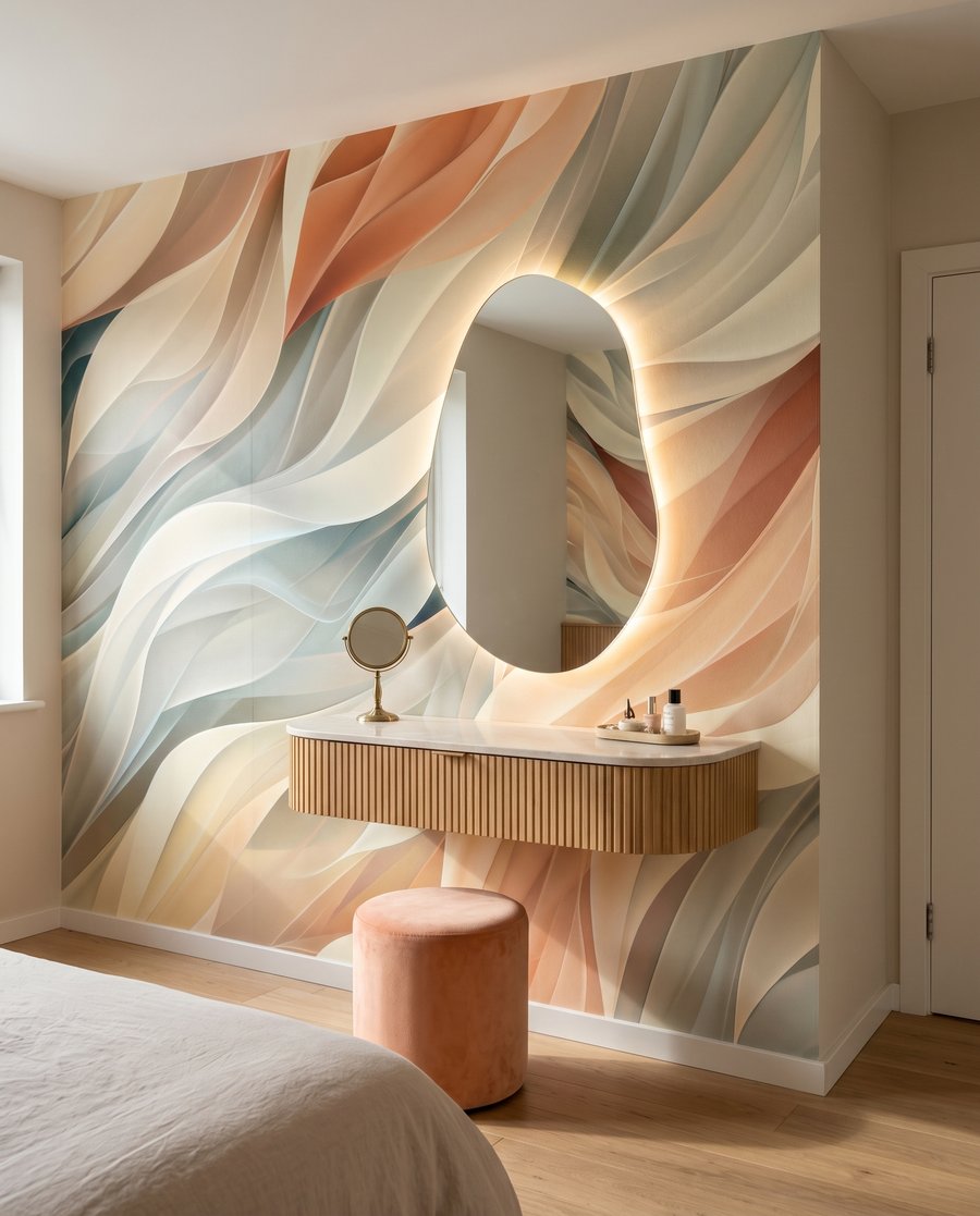 Gefaltete Pastellwellen in einem Interieur