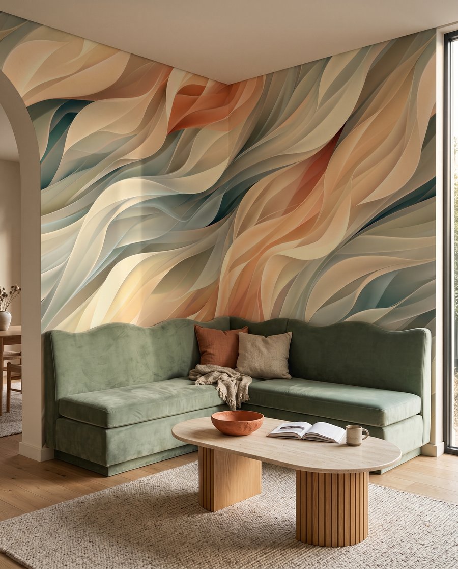Gefaltete Pastellwellen in einem Interieur