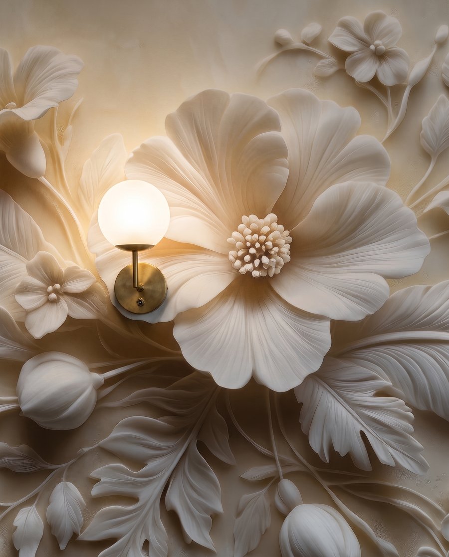 Blüten mit weißen Federn — Detail