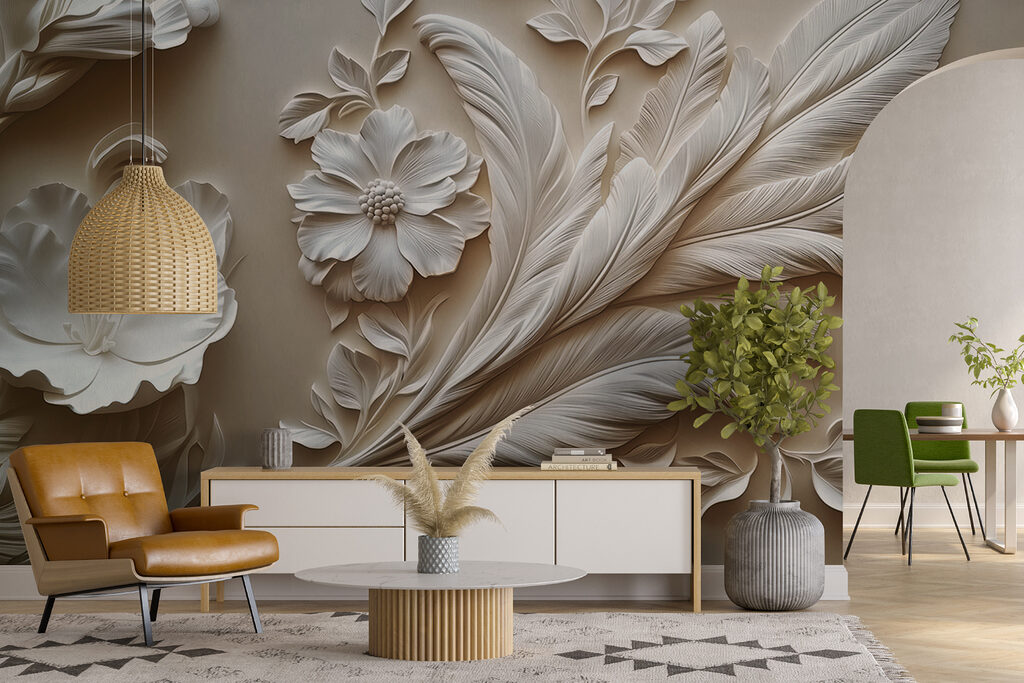 Schwungvolle Blütenranken in einem Interieur