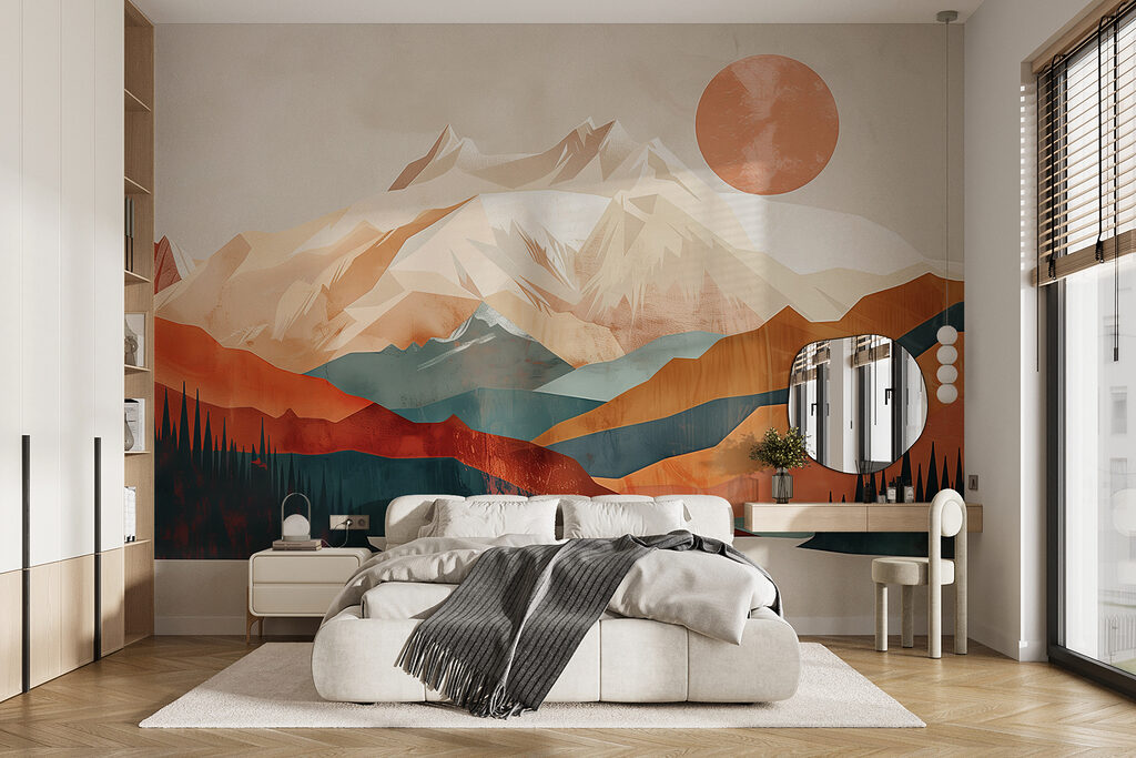Gipfel unter kupferner Sonne in einem Interieur
