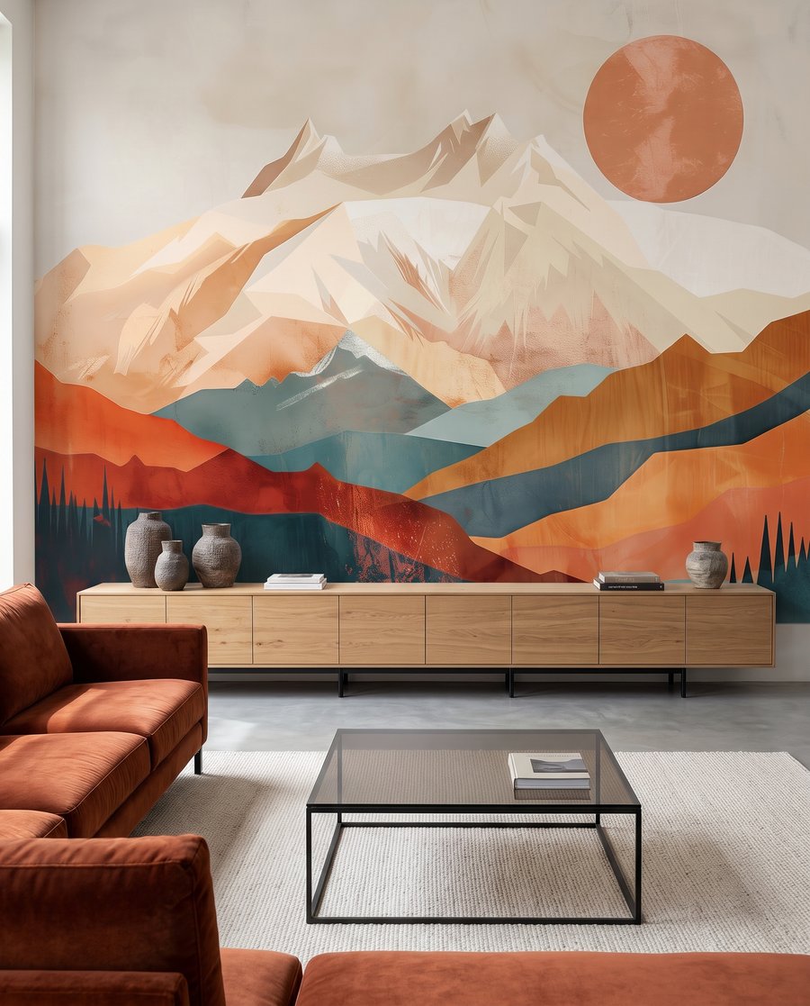 Gipfel unter kupferner Sonne in einem Interieur