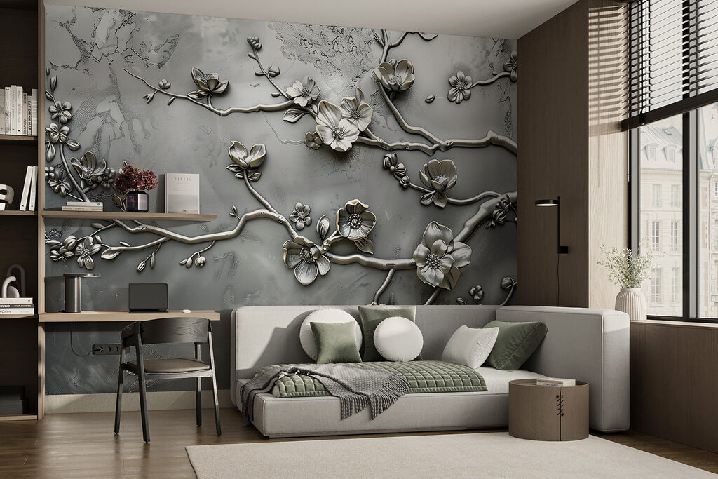 Blüten mit glänzenden Rändern in einem Interieur