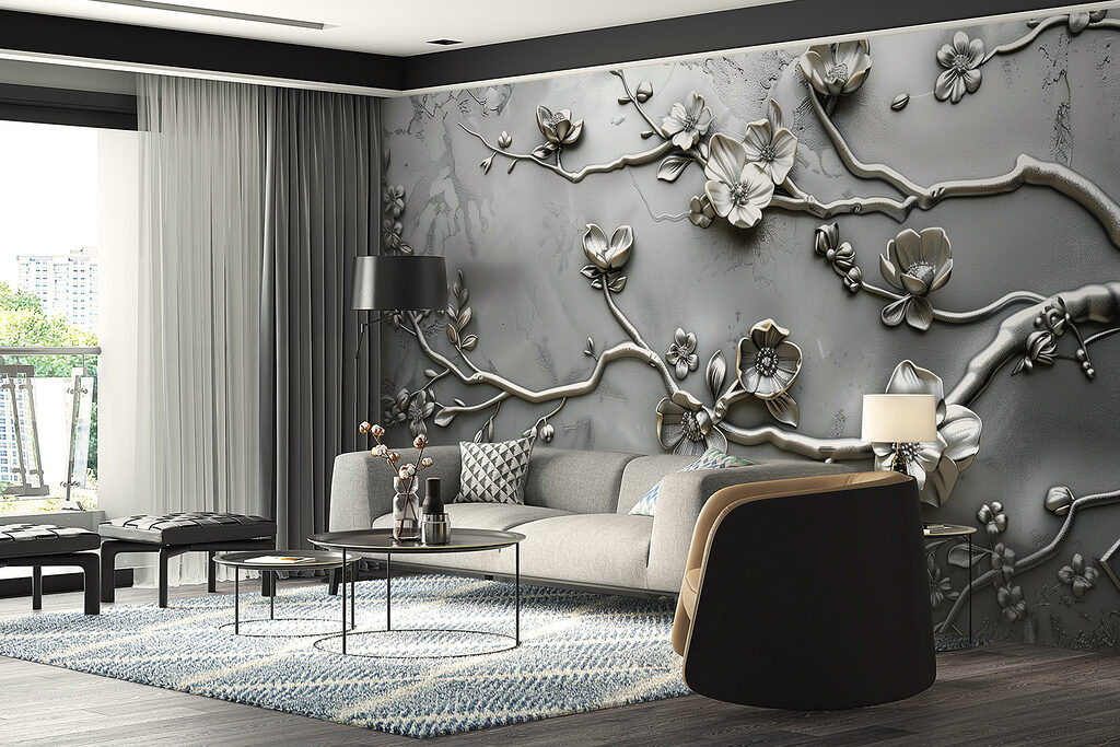 Blüten mit glänzenden Rändern in einem Interieur