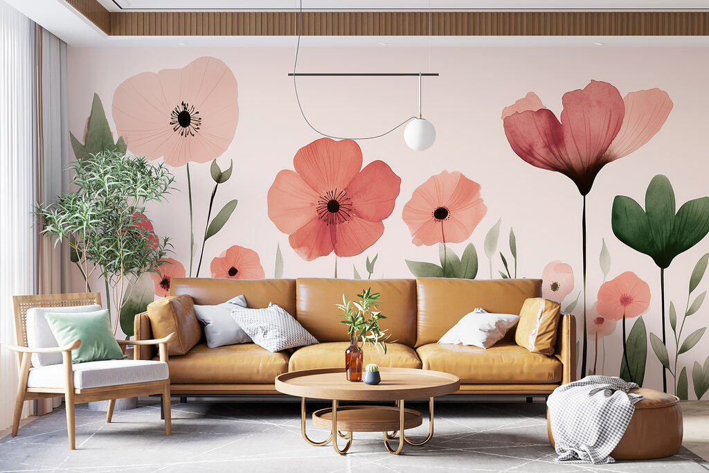 Schlichtes Blumenfeld in einem Interieur