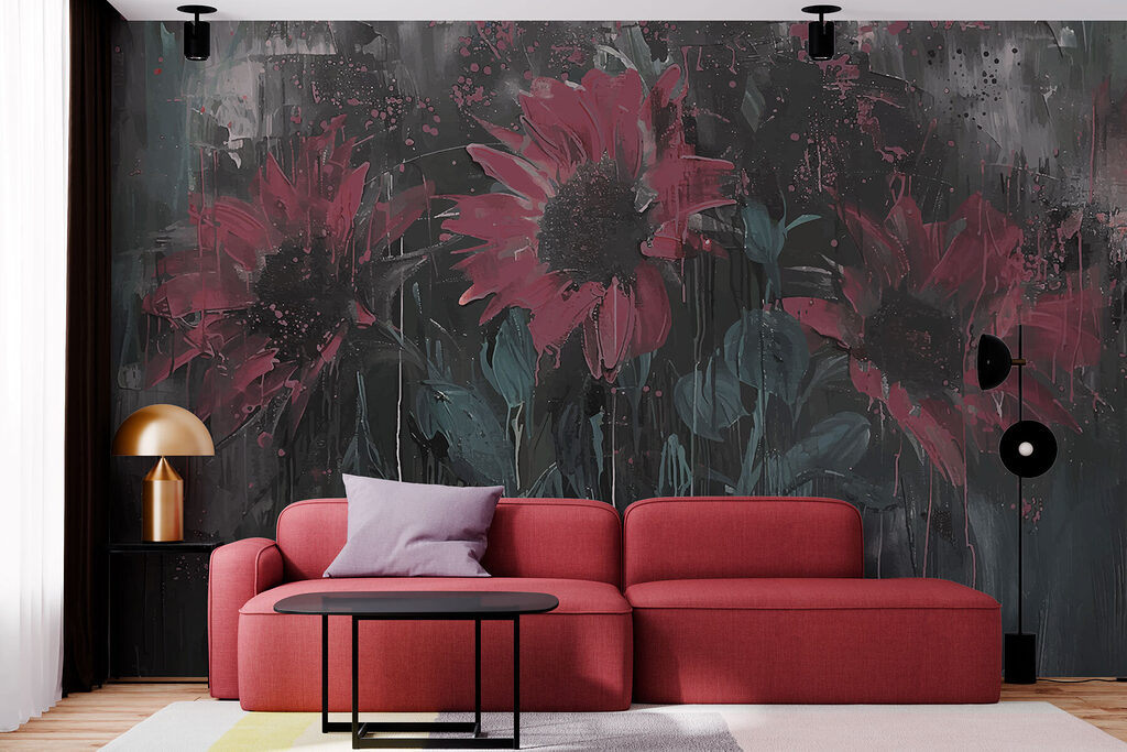 Blüten auf Patina in einem Interieur
