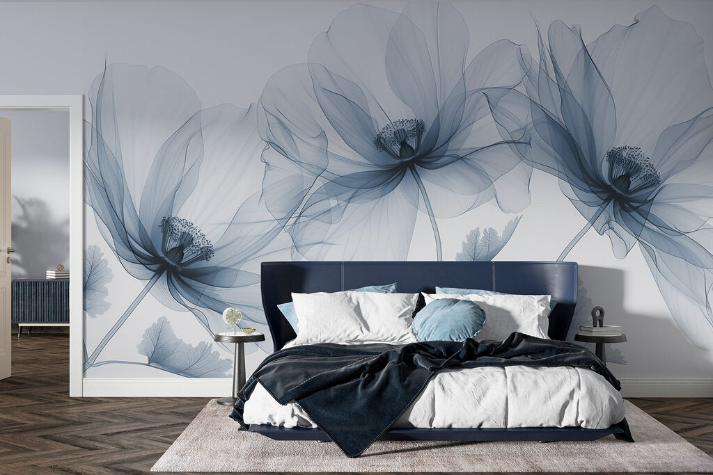 Drei Blüten im Licht in einem Interieur