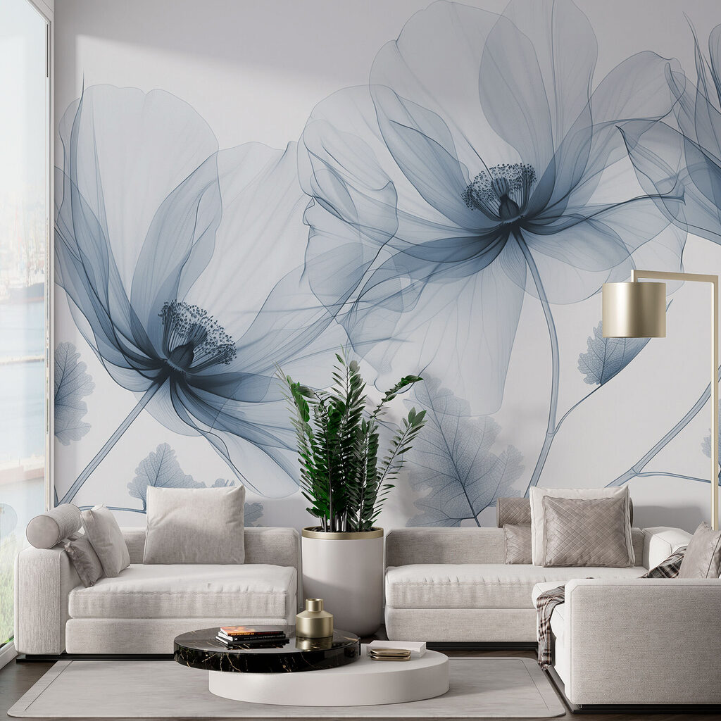 Drei Blüten im Licht in einem Interieur