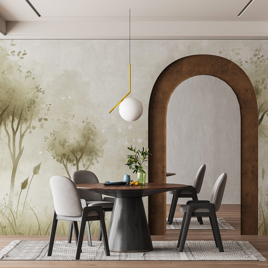 Lichtpunkte zwischen Bäumchen in einem Interieur
