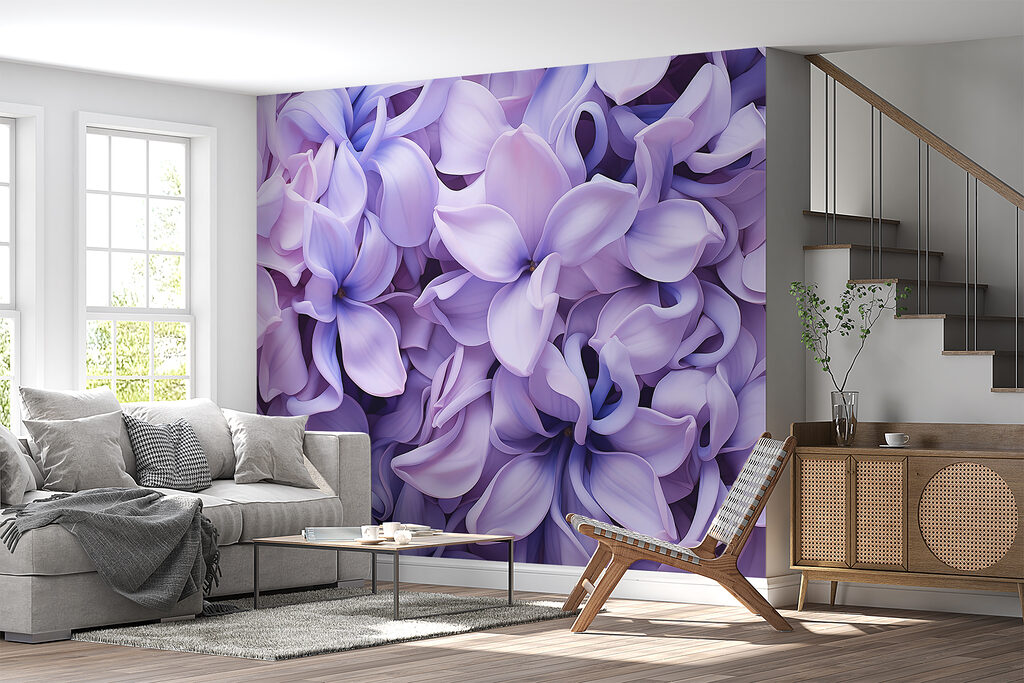 Gekräuselte Blüten in Lila in einem Interieur