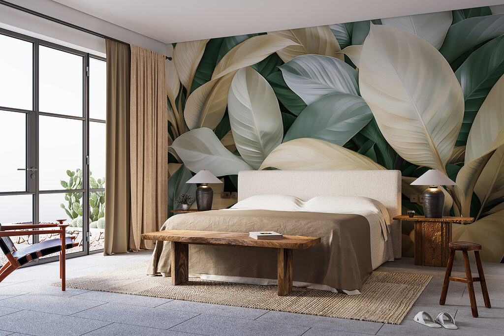Blätter in Farbschichten in einem Interieur