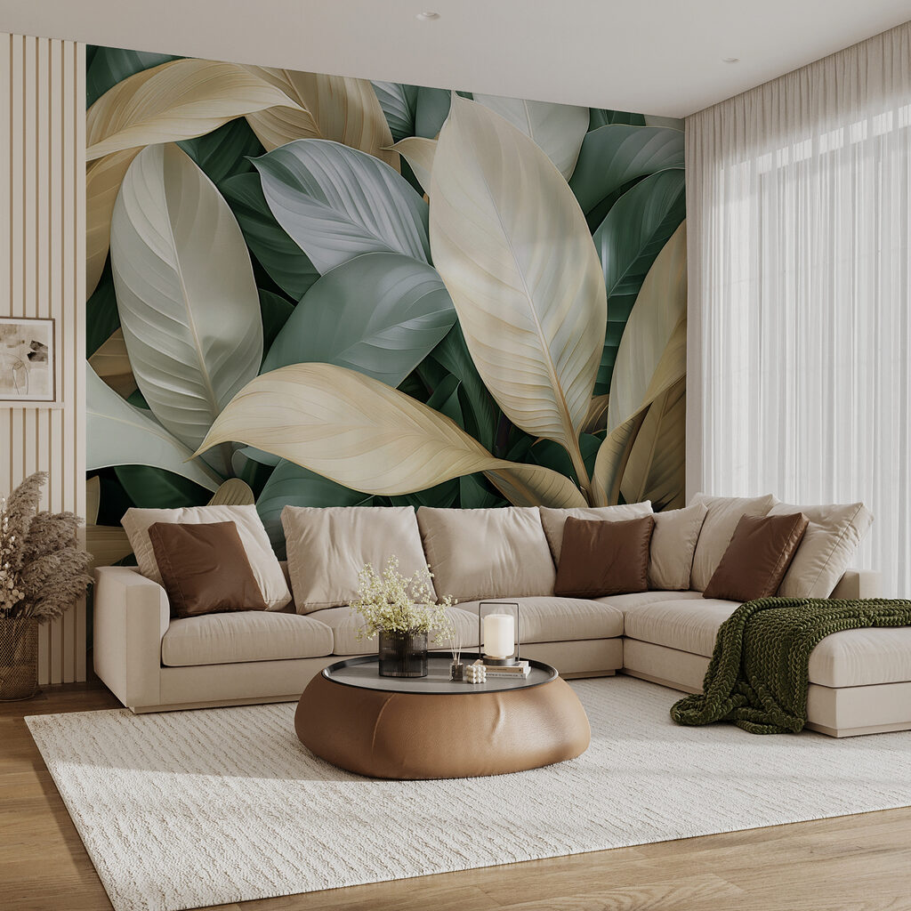 Blätter in Farbschichten in einem Interieur