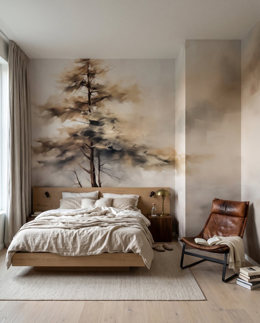 Einsamer Baum im Dunst in einem Interieur