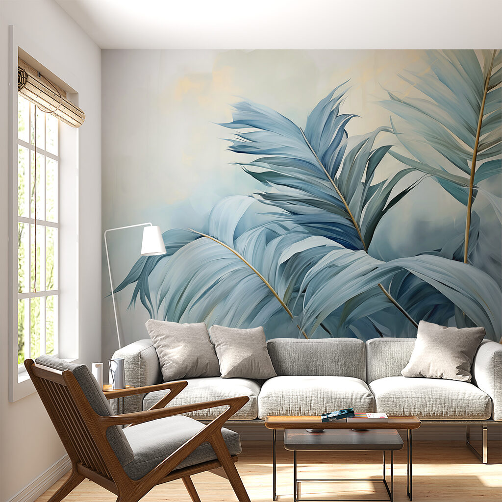 Zartblaue Palmblätter — Interieur 1
