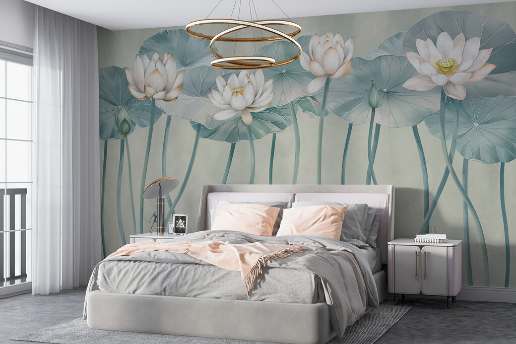 Lotusblüten an gebogenen Stielen — Interieur 1