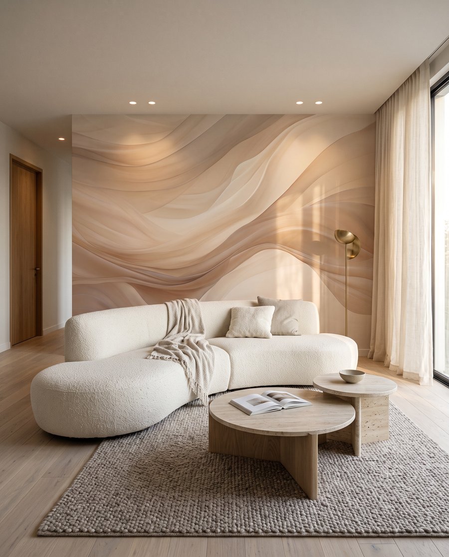 Sandfarbene Wellen in einem Interieur