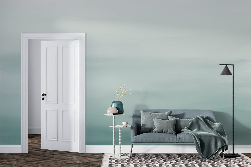 Blasser Horizont in Aquarell in einem Interieur