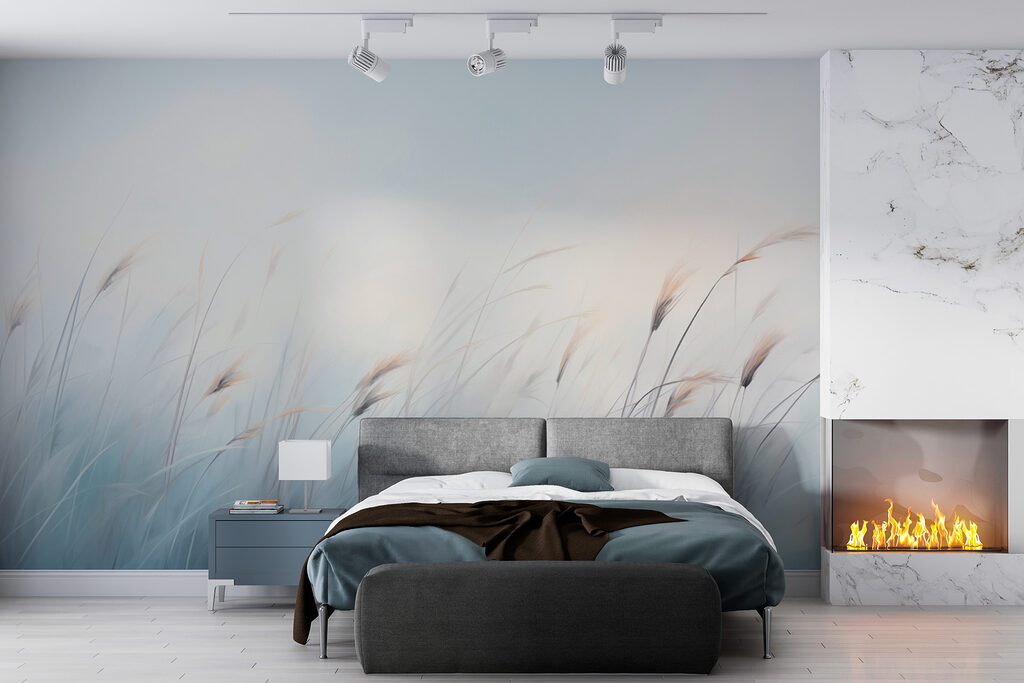 Halme in blauer Stille in einem Interieur
