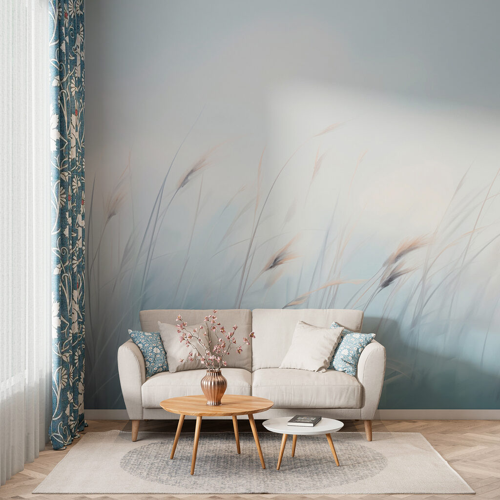 Halme in blauer Stille in einem Interieur