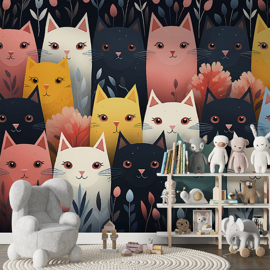 Katzen in allen Farben in einem Interieur